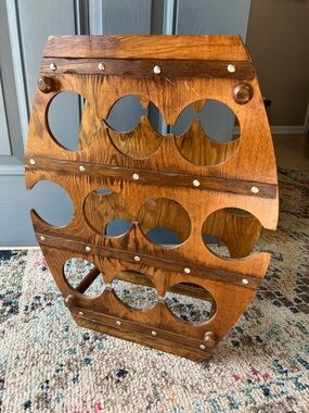 Vintage APEX Barrel MCM 8-bottle Wooden Wine Rack